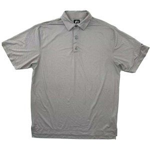 FootJoy Men's Gray Houndstooth Golf Polo T-Shirt Wolfdancer Golf Club Size M